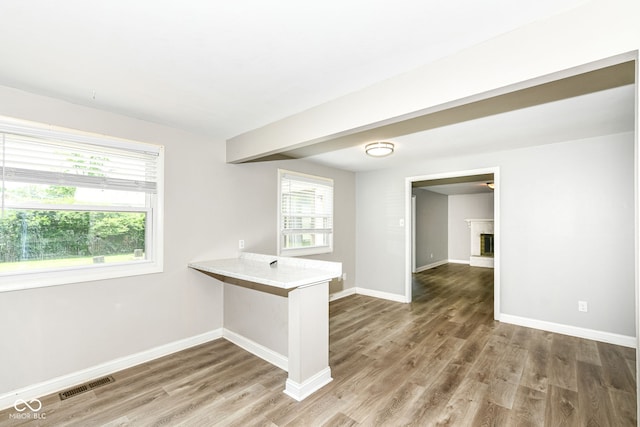 1543 W 79th St, Indianapolis, IN 46260 - empty room with wood finished floors and a fireplace with raised hearth