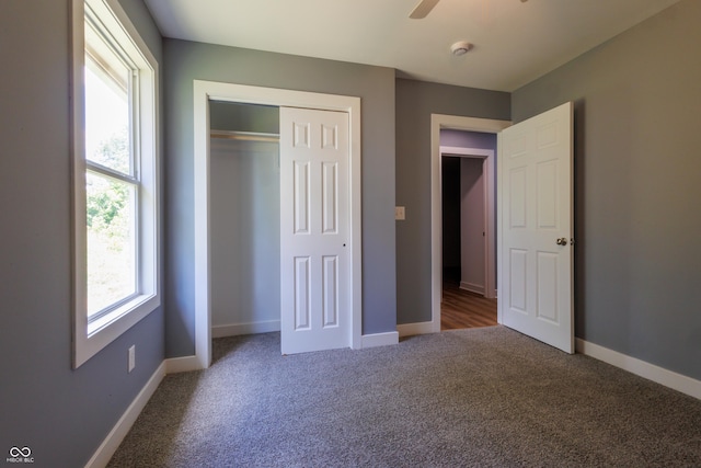 5122 W Legrande Ave, Indianapolis, IN 46241 - unfurnished bedroom featuring carpet flooring, a closet, and ceiling fan