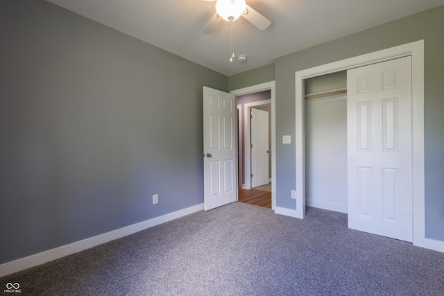 5122 W Legrande Ave, Indianapolis, IN 46241 - unfurnished bedroom with carpet flooring, a closet, and a ceiling fan