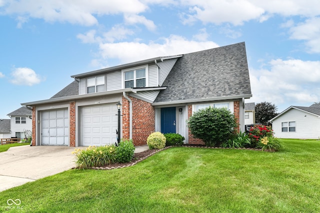 1124 Paradise Ct Unit B, Greenwood, IN 46143 - traditional-style home with brick siding, driveway, a shingled roof, and a front lawn
