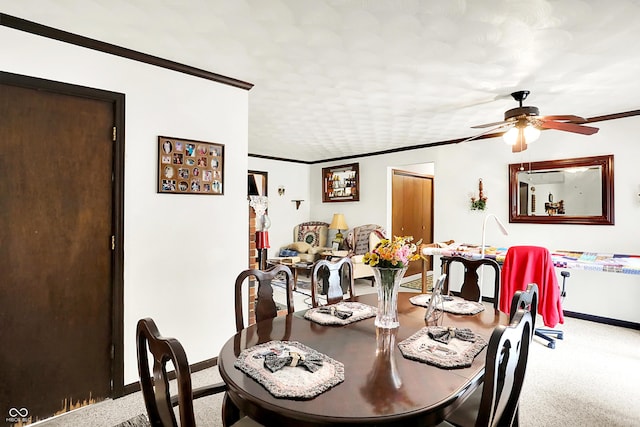 11630 Deanna Dr, Indianapolis, IN 46229 - carpeted dining room featuring crown molding and a ceiling fan