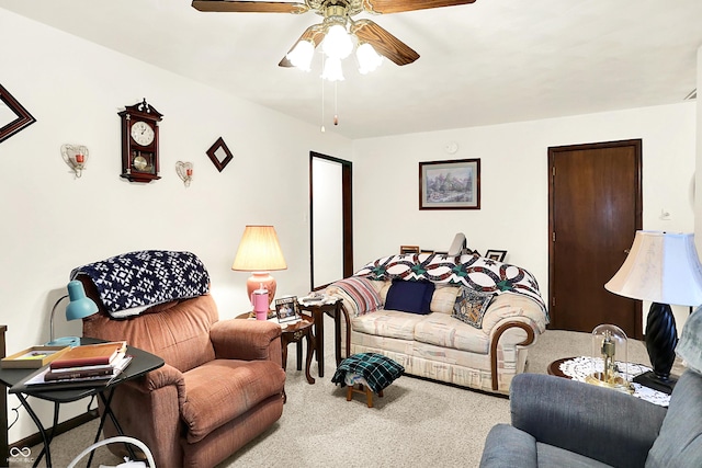 11630 Deanna Dr, Indianapolis, IN 46229 - carpeted living room featuring a ceiling fan