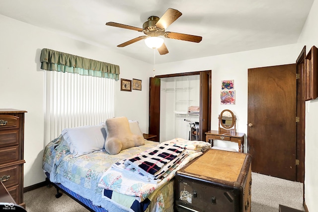 11630 Deanna Dr, Indianapolis, IN 46229 - carpeted bedroom featuring a closet, ceiling fan, and a spacious closet