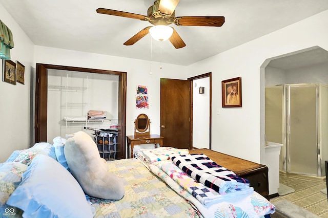 11630 Deanna Dr, Indianapolis, IN 46229 - bedroom with ceiling fan and a closet