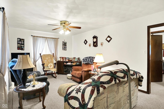 11630 Deanna Dr, Indianapolis, IN 46229 - living room with carpet floors and a ceiling fan