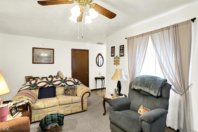 11630 Deanna Dr, Indianapolis, IN 46229 - carpeted living area featuring ceiling fan