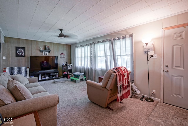 11 Sayre Dr, Greenwood, IN 46143 - living area with carpet floors and ceiling fan