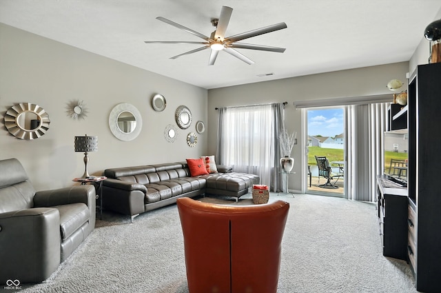 6315 Emerald Field Way, Indianapolis, IN 46221 - carpeted living area featuring a ceiling fan