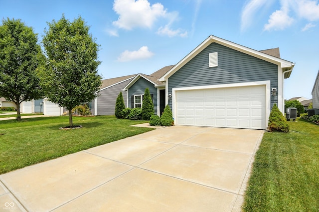6315 Emerald Field Way, Indianapolis, IN 46221 - ranch-style house with a front lawn, a garage, and concrete driveway
