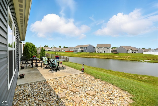 6315 Emerald Field Way, Indianapolis, IN 46221 - view of patio / terrace featuring a residential view and a water view