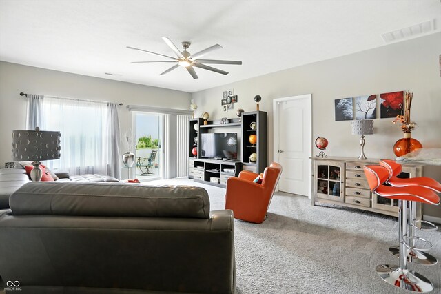 6315 Emerald Field Way, Indianapolis, IN 46221 - living area featuring carpet and ceiling fan