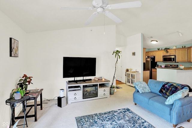 5011 Amber Creek Pl Unit 310, Indianapolis, IN 46237 - living room with light colored carpet and a ceiling fan