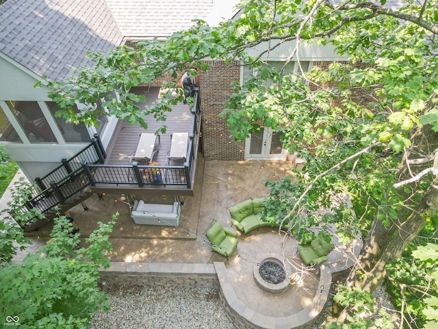 8429 Catamaran Dr, Indianapolis, IN 46236 - rear view of house featuring brick siding, french doors, a patio, and a shingled roof