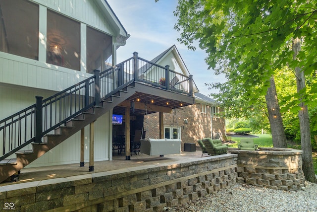 8429 Catamaran Dr, Indianapolis, IN 46236 - view of patio / terrace with stairs and a wooden deck
