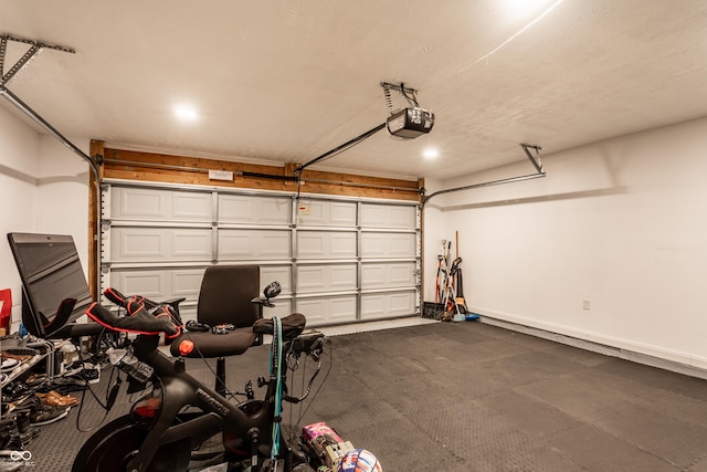 8116 Harshaw Dr, Indianapolis, IN 46239 - garage featuring a garage door opener and recessed lighting