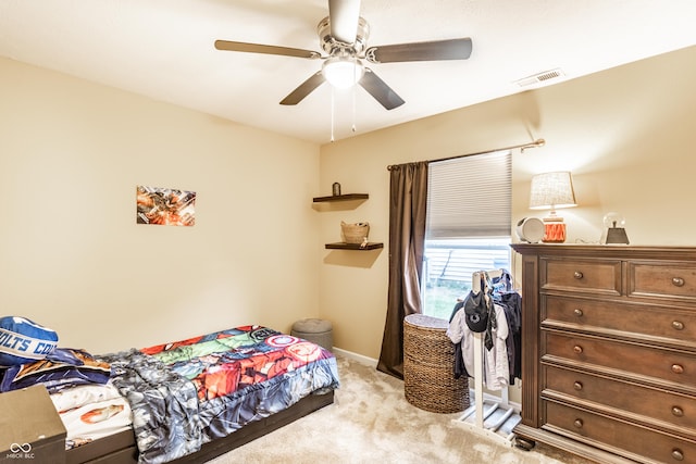 8116 Harshaw Dr, Indianapolis, IN 46239 - bedroom featuring light carpet and a ceiling fan
