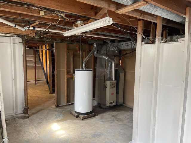 737 Howard St, Shelbyville, IN 46176 - unfinished basement with water heater and heating unit