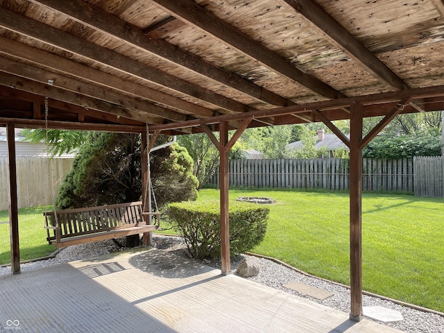 737 Howard St, Shelbyville, IN 46176 - fenced backyard featuring a patio area