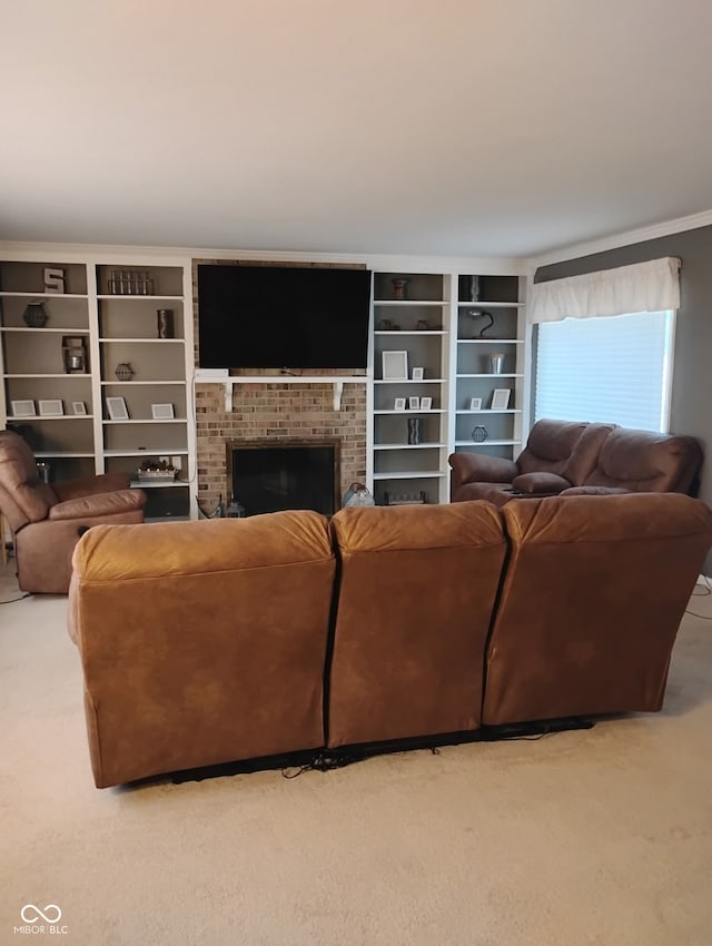 721 Maplewood Ave, Anderson, IN 46012 - carpeted living area with a brick fireplace