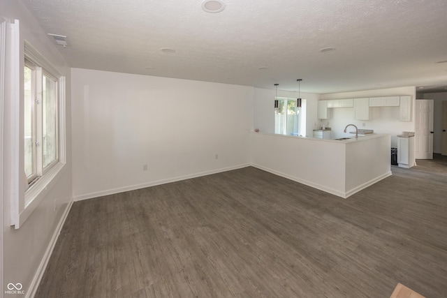 12003 Broadway St, Indianapolis, IN 46236 - unfurnished living room with dark wood-style flooring and a textured ceiling