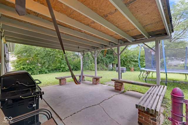 3509 N Wittfield St, Indianapolis, IN 46235 - view of patio / terrace featuring a trampoline and a grill