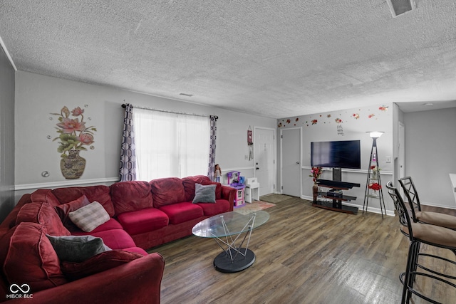 3509 N Wittfield St, Indianapolis, IN 46235 - living room featuring wood finished floors and a textured ceiling