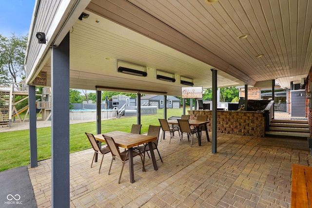 12196 N Beth Ann Dr, Camby, IN 46113 - view of patio featuring outdoor dining space, an outdoor pool, and a bar