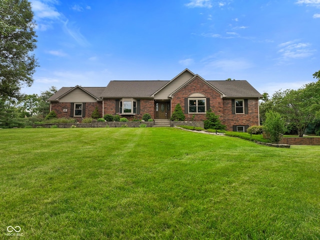 12196 N Beth Ann Dr, Camby, IN 46113 - ranch-style house featuring brick siding, a front lawn, and roof with shingles