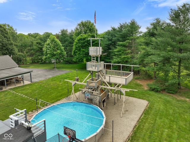 12196 N Beth Ann Dr, Camby, IN 46113 - outdoor pool with a yard and a wooden deck