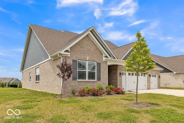 1758 Pelham Dr, Greenwood, IN 46143 - view of front of property with a garage, a front yard, driveway, and roof with shingles