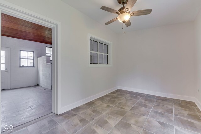 2245 N Ritter Ave, Indianapolis, IN 46218 - spare room featuring ceiling fan and baseboards
