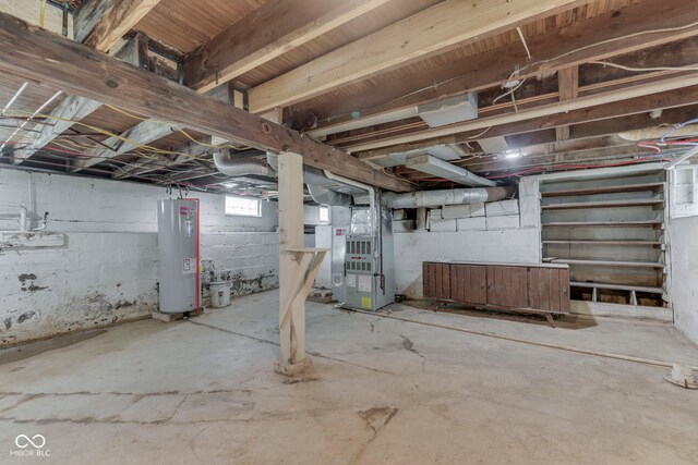 2245 N Ritter Ave, Indianapolis, IN 46218 - below grade area featuring electric water heater and heating unit