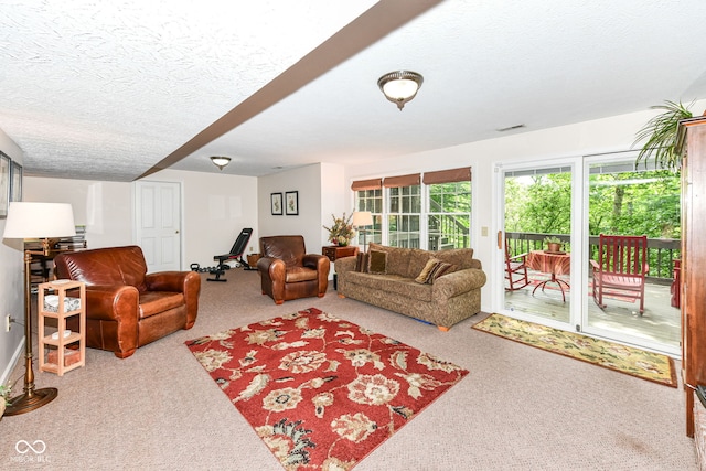 9825 Covington Blvd, Fishers, IN 46037 - carpeted living area with a textured ceiling and baseboards
