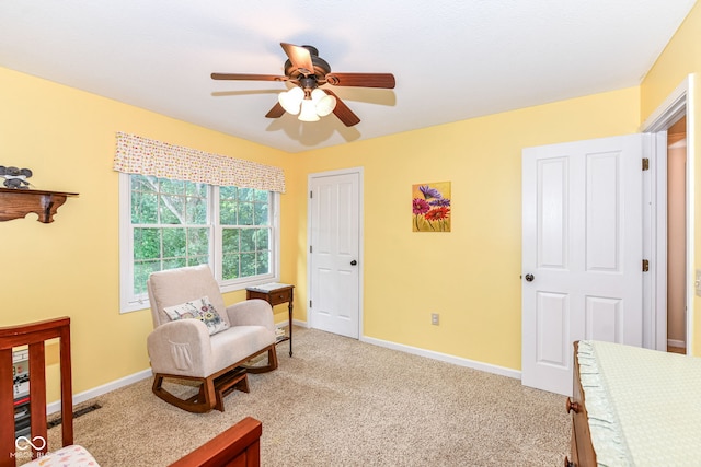 9825 Covington Blvd, Fishers, IN 46037 - living area featuring ceiling fan and carpet floors