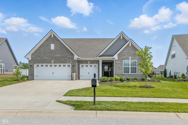 3839 Albert Ln, Bargersville, IN 46106 - view of front of property with driveway, a front yard, brick siding, and a shingled roof