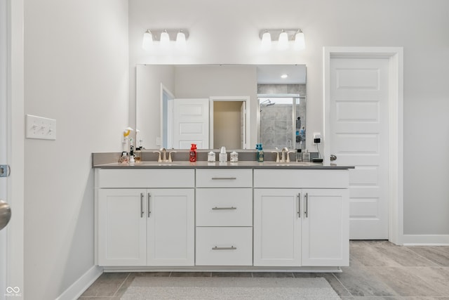 3839 Albert Ln, Bargersville, IN 46106 - bathroom with double vanity and a shower stall