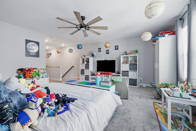 3839 Albert Ln, Bargersville, IN 46106 - carpeted bedroom with baseboards and a ceiling fan
