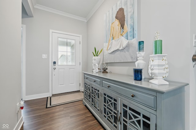 3839 Albert Ln, Bargersville, IN 46106 - foyer with ornamental molding and dark wood finished floors