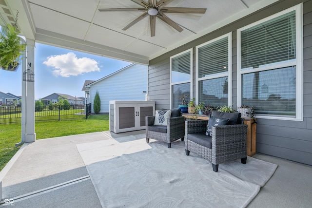 3839 Albert Ln, Bargersville, IN 46106 - view of patio / terrace featuring ceiling fan
