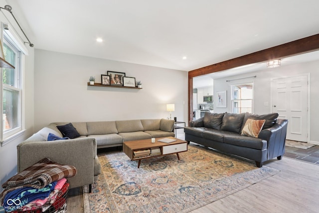 7029 Kingswood Cir, Indianapolis, IN 46256 - living area with wood finished floors and recessed lighting