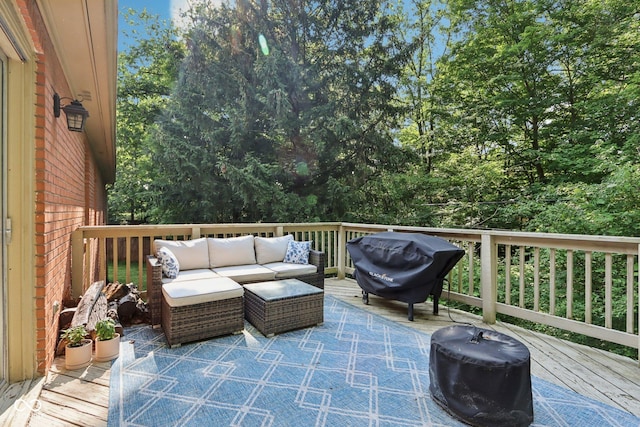 7029 Kingswood Cir, Indianapolis, IN 46256 - deck with an outdoor hangout area and grilling area
