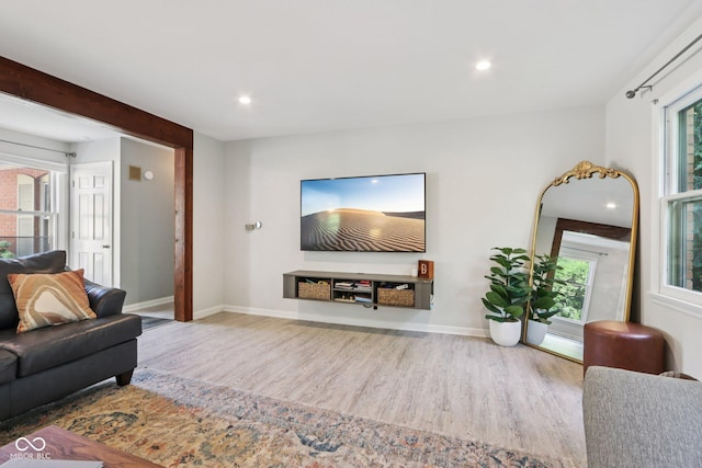 7029 Kingswood Cir, Indianapolis, IN 46256 - living room featuring wood finished floors, plenty of natural light, and recessed lighting
