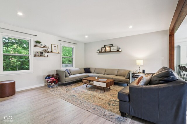 7029 Kingswood Cir, Indianapolis, IN 46256 - living room featuring wood finished floors and recessed lighting