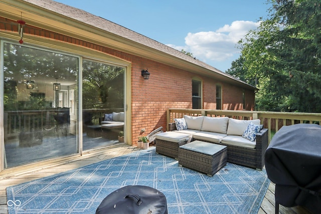 7029 Kingswood Cir, Indianapolis, IN 46256 - wooden terrace featuring outdoor lounge area and area for grilling