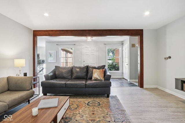 7029 Kingswood Cir, Indianapolis, IN 46256 - living room featuring wood finished floors and recessed lighting