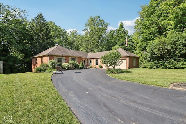 7029 Kingswood Cir, Indianapolis, IN 46256 - single story home with asphalt driveway, a front lawn, and brick siding
