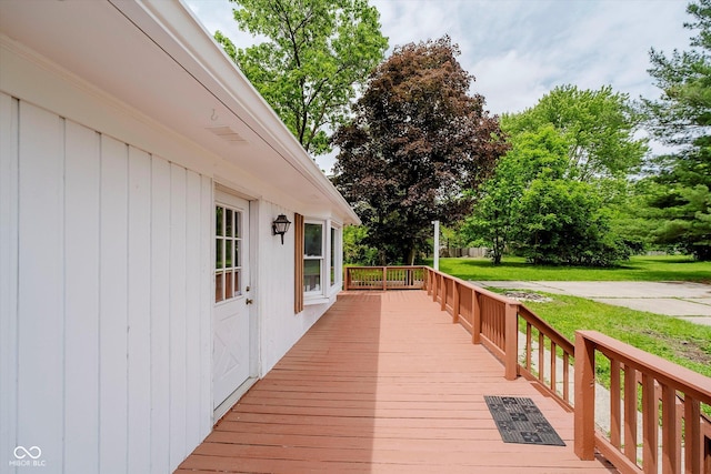 91 N Raceway Rd, Indianapolis, IN 46234 - wooden deck with a yard