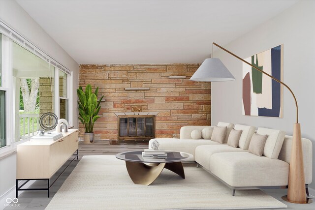 91 N Raceway Rd, Indianapolis, IN 46234 - living room with a stone fireplace