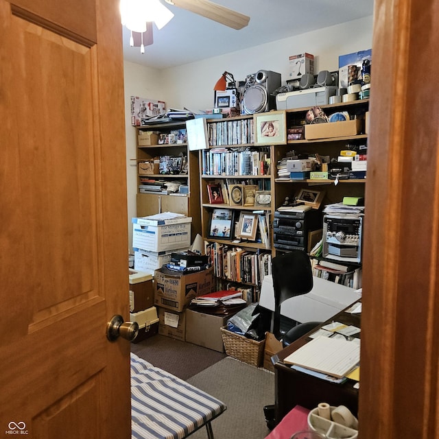 1674 W Independence St, Greensburg, IN 47240 - office area featuring a ceiling fan and carpet flooring