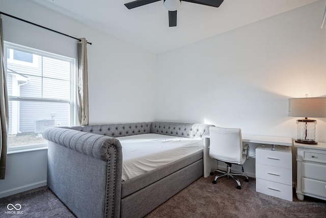 6608 W Shoreline Ct, Greenfield, IN 46140 - bedroom with carpet flooring and a ceiling fan